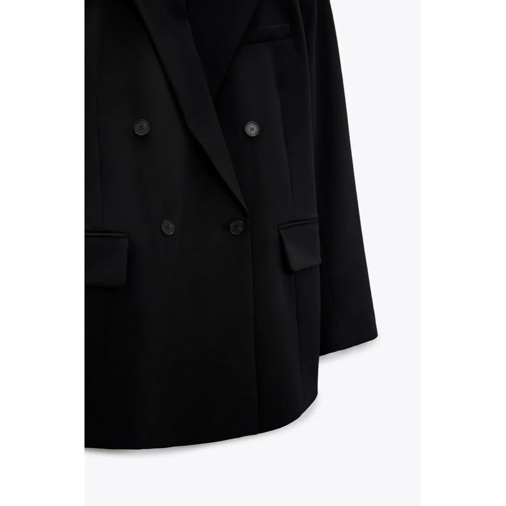 Zara Button Up Collared Basic Black Blazer - image 8